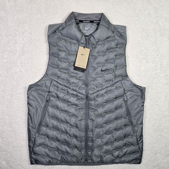 Nike Therma FIT ADV AeroLoft Men Large Tall Down Gray Running Vest FB7542-084 LT - Picture 1 of 9